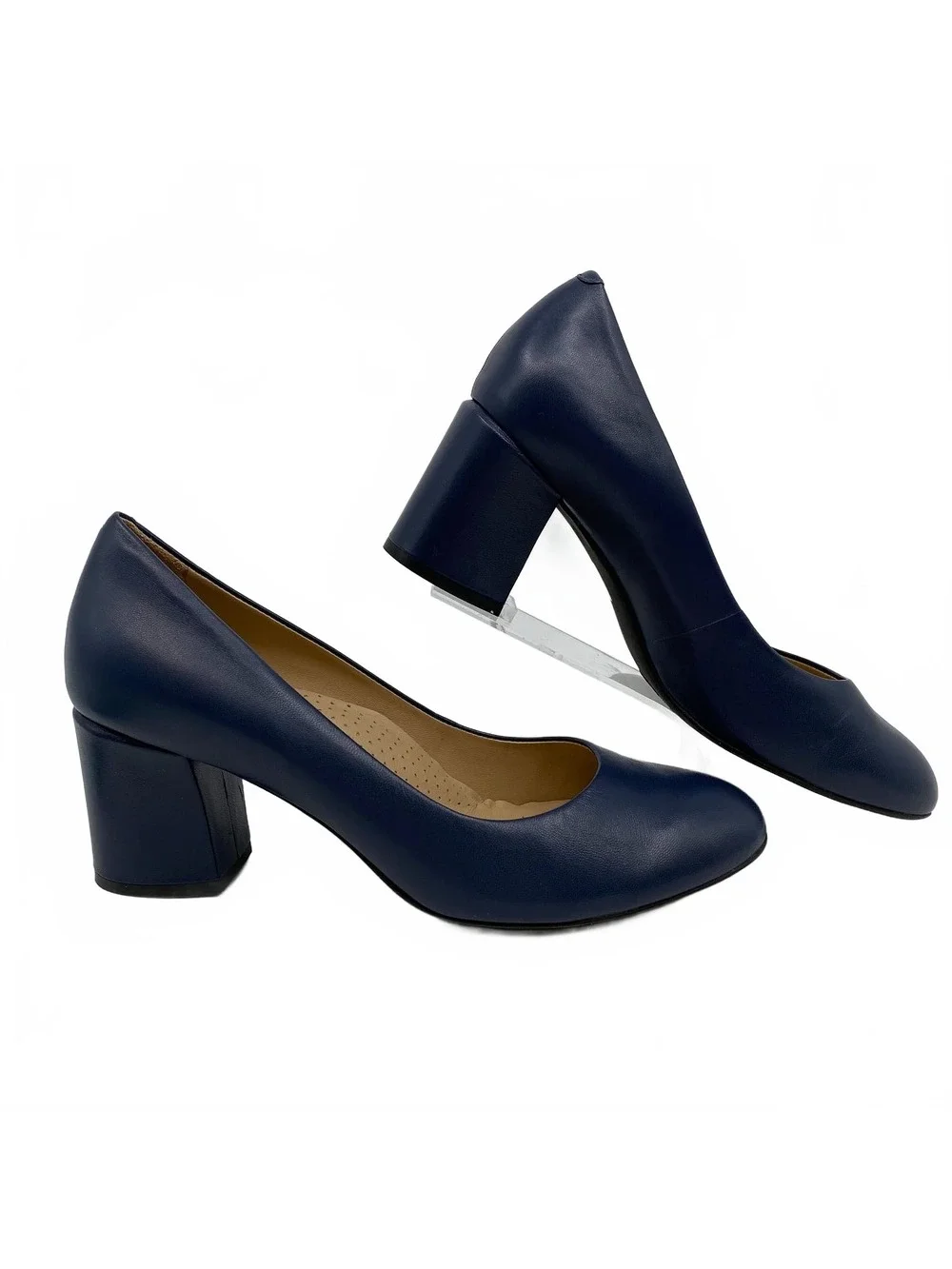 Wirth Blue Leather Block Heel Pumps | EU 42 (US 11)